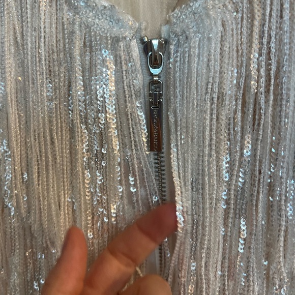 NWT Bronx and Banco Barbie Blanc Fringe V-Neck Mini - reception dress - Size S - Picture 16 of 16